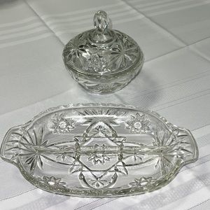 Anchor Hocking candy dish and divided serving dish